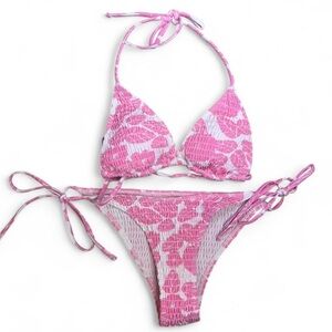 Pink and White Bikini Set